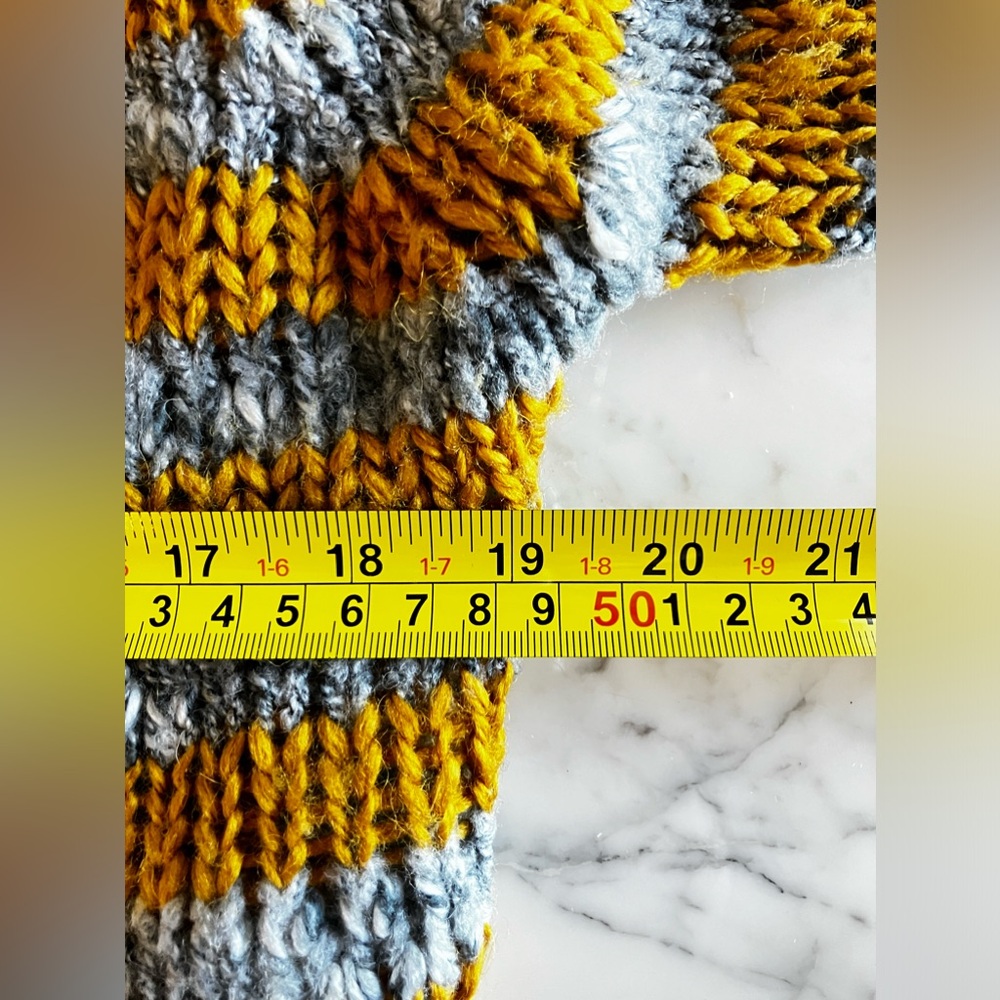 EUC Chic BY MALENE BIRGER Wool/Acrylic Colberta Stripe Sweater M Grey/Marigold - Picture 7 of 13